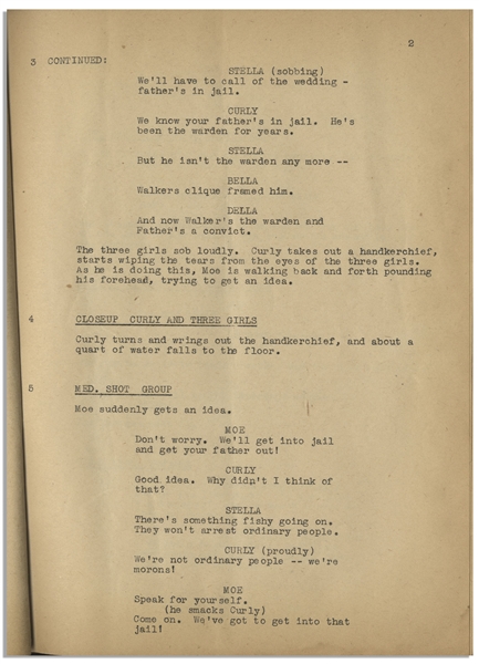 Moe Howard's Personally Owned & Hand-Edited Three Stooges' Columbia Pictures Script for Their 1942 Film, ''Three Smart Saps'' -- With Working Title ''Father's in Jail Again''