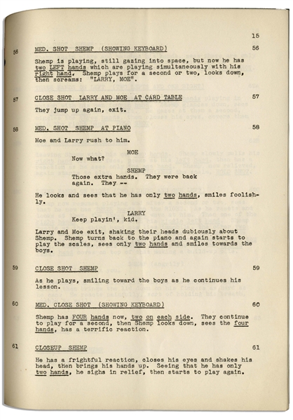 Moe Howard's Personally Owned Columbia Pictures Script for The Three Stooges 1951 Film, ''Scrambled Brains''