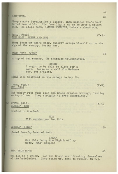 Moe Howard's Personally Owned Columbia Pictures Script for The Three Stooges 1952 Film, ''A Missed Fortune''