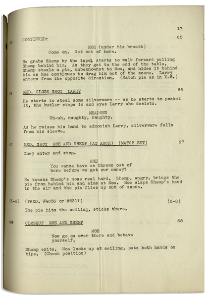 Moe Howard's Personally Owned Columbia Pictures Script for The Three Stooges 1951 Film, ''Pest Man Wins''