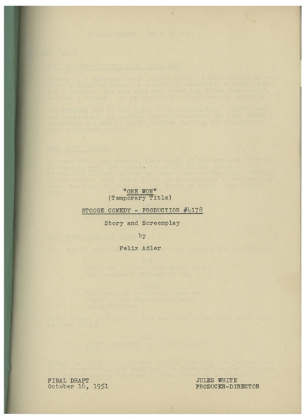 Moe Howard's Personally Owned Columbia Pictures Script for The Three Stooges 1952 Film, ''Corny Casanovas'' -- With Moe's Hand Edits