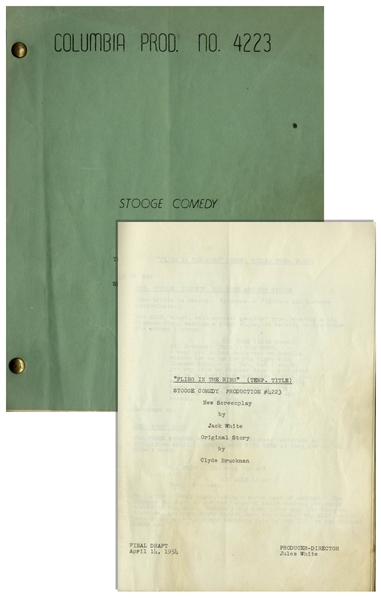Moe Howard's Personally Owned Columbia Pictures Script for The Three Stooges 1955 Film, ''Fling in the Ring'' -- With Hand Edits by Moe