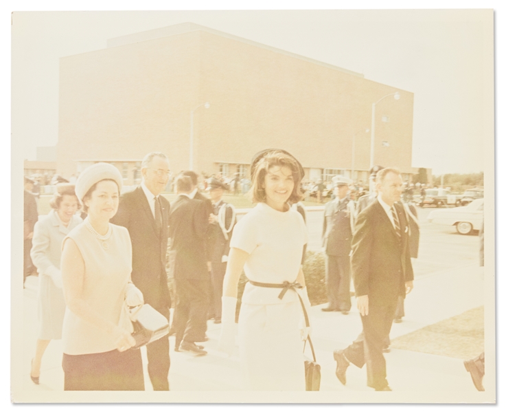Original 10'' x 8'' Photo of Jackie Kennedy Taken by Cecil W. Stoughton the Day Before the Assassination -- With Stoughton's Own Red Binder Titled in Gilt on Spine, ''LAST TEXAS TRIP''