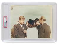 Original 10 x 8 Photo of John and Jackie Kennedy Taken by Cecil W. Stoughton in Houston the Day Before the Assassination -- Encapsulated & Authenticated by PSA as Type I Photograph