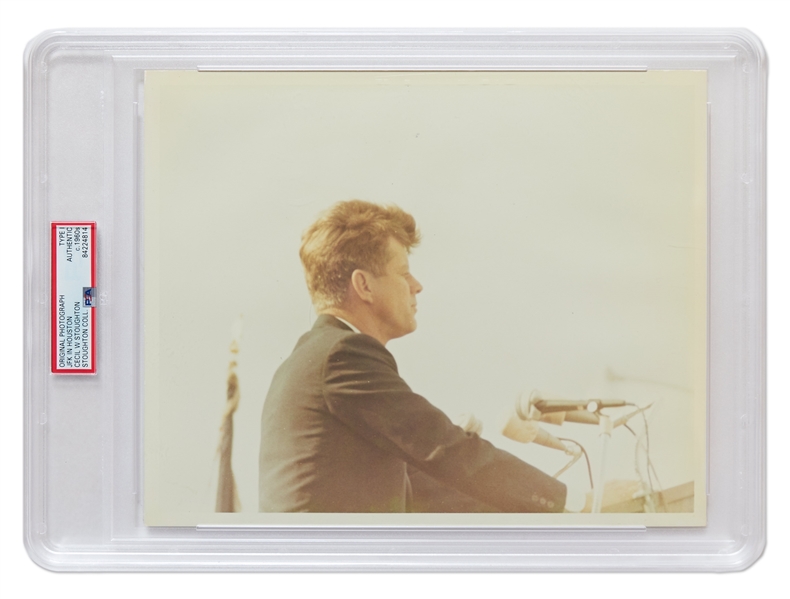 Original 10'' x 8'' Photo of John F. Kennedy Taken by Cecil W. Stoughton in Houston the Day Before the Assassination -- Encapsulated & Authenticated by PSA as Type I Photograph