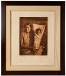 Edward Sheriff Curtis Original Large Photogravure Plate of A Comanche Mother -- From The North American Indian