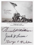 Iwo Jima Photo Signed by Three Medal of Honor Recipients of the Battle -- Large Photo Measures 12.75 x 10