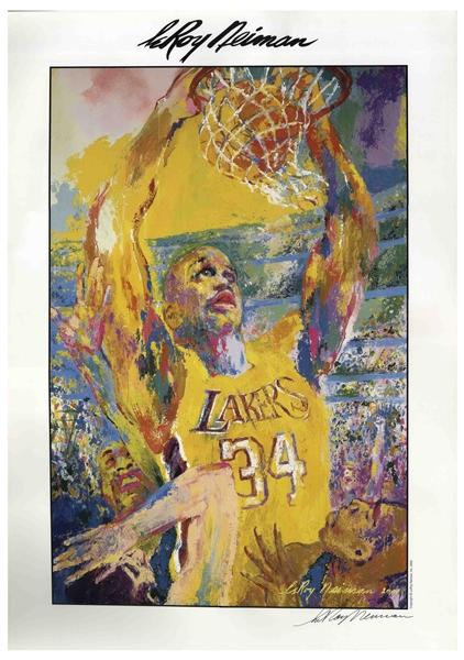 LeRoy Neiman Signed Poster Print of Shaquille O'Neal From 2000