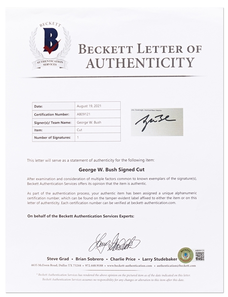George W. Bush Signed Souvenir 9/11 Speech -- With Beckett COA