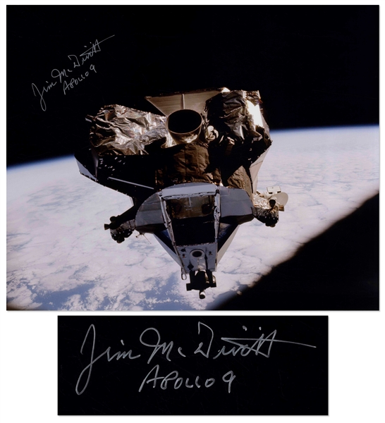 James McDivitt Signed 20'' x 16'' Photo of the Lunar Module During the Apollo 9 Mission