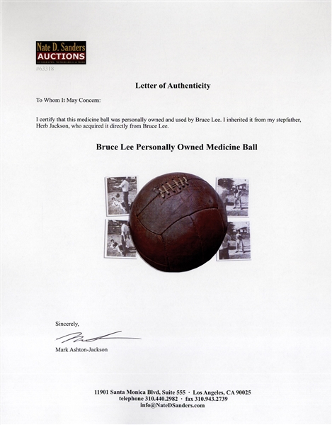 Bruce Lee's Personally Owned Medicine Ball -- Used by Lee in Photos From ''Bruce Lee's Fighting Method''