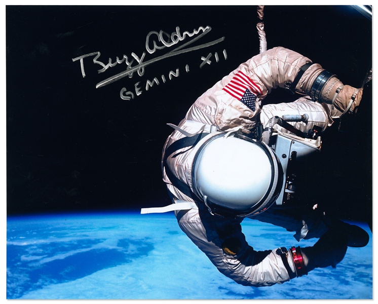 Buzz Aldrin Signed 10'' x 8'' Spacewalk Photo