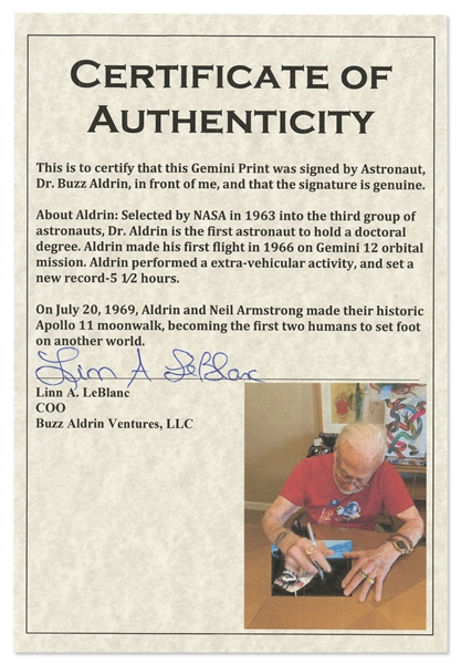 Buzz Aldrin Signed 10'' x 8'' Spacewalk Photo