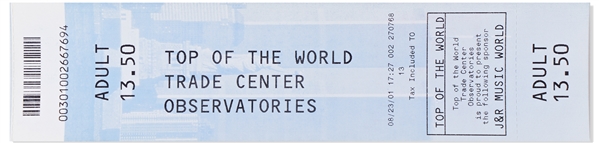 Original World Trade Center Ticket from 2001