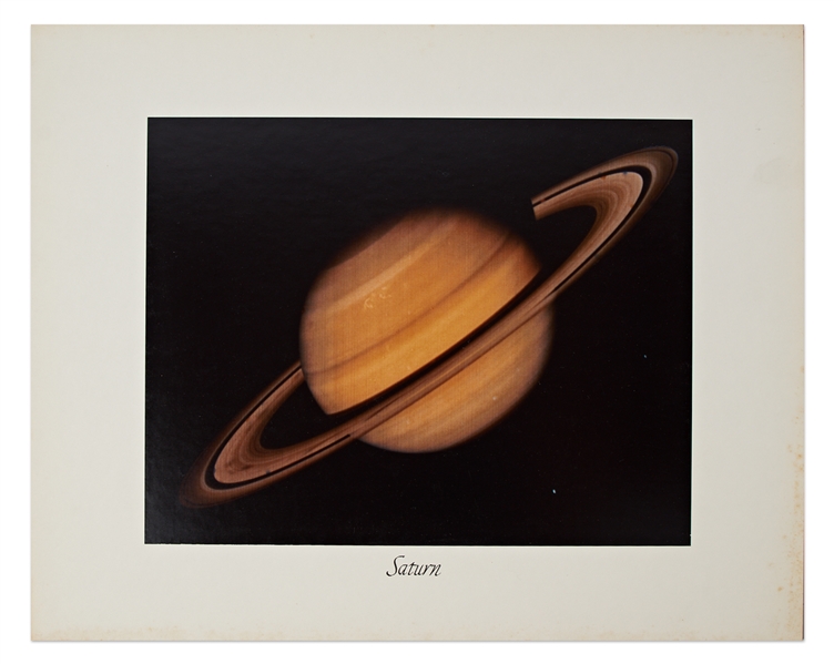 NASA Large Format Photograph of Saturn -- Measures 14'' x 11'' on a 20'' x 16'' Presentation Mat Board