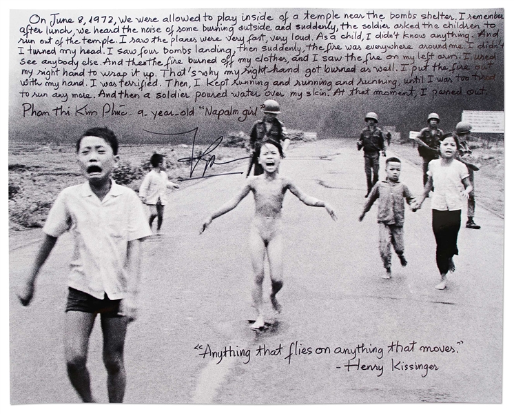 Kim Phuc ''Napalm Girl'' 20'' x 16'' Photo Signed with Her Description of the Event