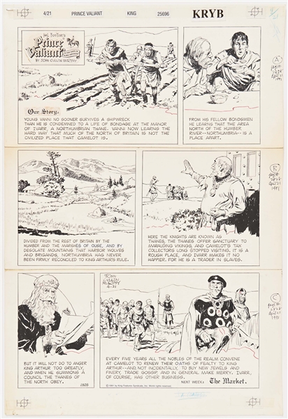 John Cullen Murphy ''Prince Valiant'' Sunday Comic Strip Original Artwork -- #2828 Dated 21 April 1991