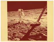 Vintage Apollo 11 Photo of Buzz Aldrin on the Lunar Surface -- With NASA Press Release to Verso