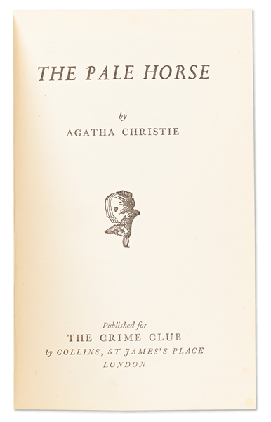 Agatha Christie First Edition of Her Masterpiece ''The Pale Horse''
