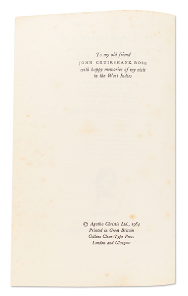 First Edition of Agatha Christie's ''A Caribbean Mystery''