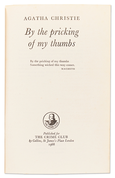 First Edition of Agatha Christie's ''By the Pricking of My Thumbs''