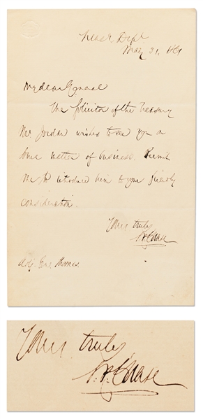 Salmon P. Chase Autograph Letter Signed as Treasury Secretary During the Civil War
