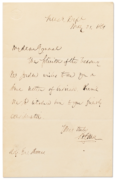 Salmon P. Chase Autograph Letter Signed as Treasury Secretary During the Civil War