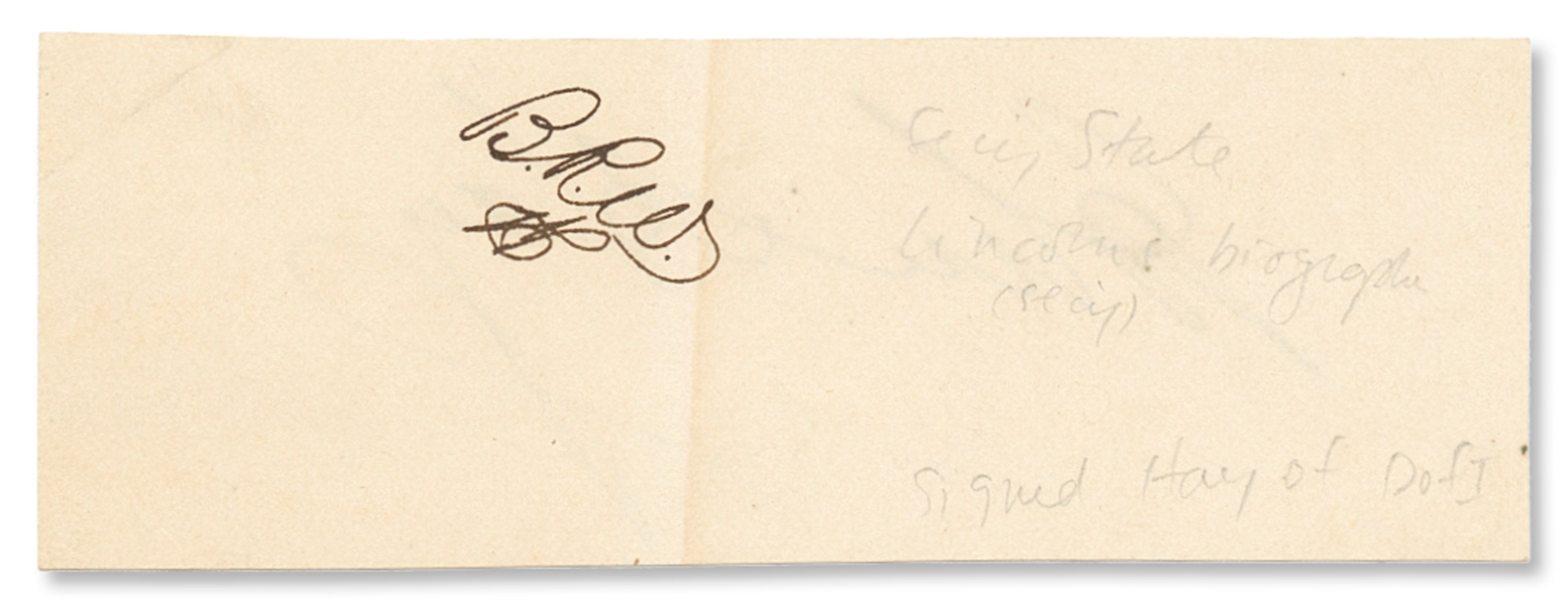 Signature of John Hay, President Lincoln's Private Secretary