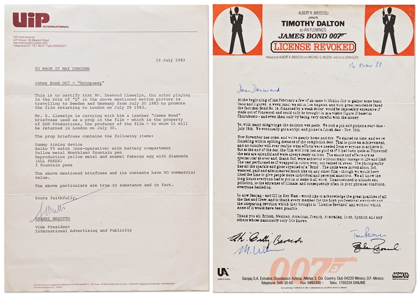 Archive Owned by ''Q'' in the James Bond Franchise, Desmond Llewelyn's Collection of 7 James Bond Scripts, 7 Call Sheets, ''Tomorrow Never Dies'' Photo Book & More
