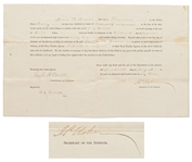 John Usher Document Signed as Secretary of the Interior Under President Lincoln
