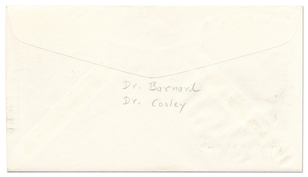Doctors Christiaan Barnard and Denton Cooley Signed First Day Cover ''Honoring American Blood Donors''
