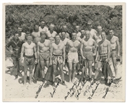 Mercury 7 Signed 10 x 8 Photo, Without Inscription -- The Mercury 7 Astronauts Pose with the Navy Frogmen Who Performed Splashdown Recovery -- With Zarelli COA