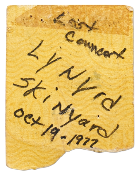 Lynyrd Skynyrd Last Concert Ticket Stub -- From Their 19 October 1977 Show