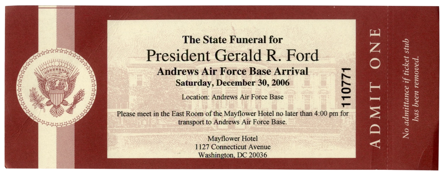 Ticket to the State Funeral for President Gerald R. Ford