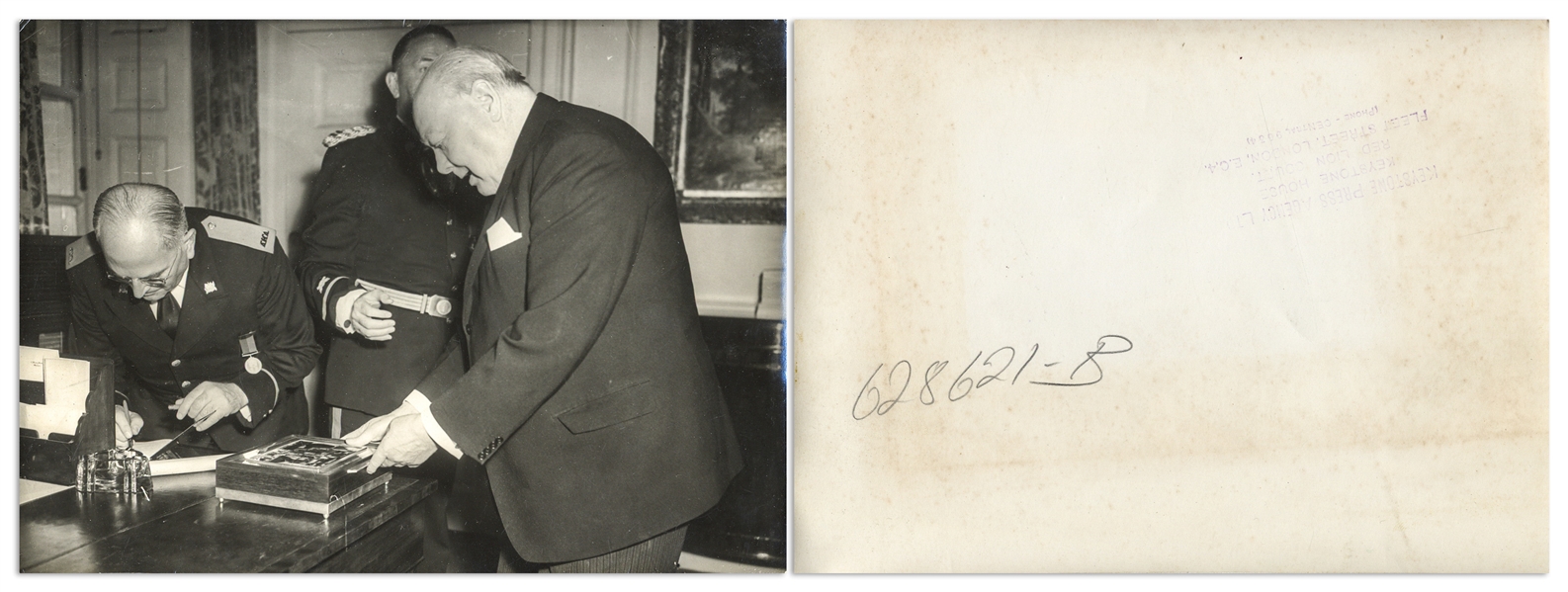 Winston Churchill Lot of Press Photos Showing Churchill Receiving a Humidor
