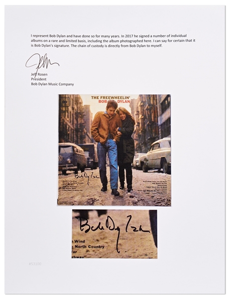 Bob Dylan Signed Album ''The Freewheelin' Bob Dylan'' -- With a COA From Dylan's Manager, Jeff Rosen