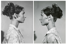 Audrey Hepburn Personally Owned Pair of Photos From War and Peace, Testing a Hairstyle for the Film -- From the Personal Collection of Audrey Hepburn