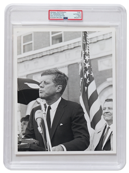Original 10'' x 8'' Photo of John F. Kennedy Taken by Cecil W. Stoughton the Morning of the Assassination -- Encapsulated & Authenticated by PSA as Type I Photograph