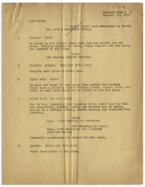 Moe Howard's Personally Owned Columbia Pictures Script for The Three Stooges 1952 Film, ''A Missed Fortune''