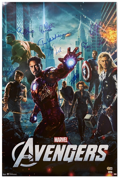 ''The Avengers'' Cast-Signed Poster -- Signed by Creator Stan Lee and 9 Cast Members of the 2012 Blockbuster Film Including Robert Downey, Jr.