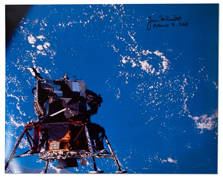 James McDivitt Signed 20'' x 16'' Photo of the Apollo 9 Lunar Module