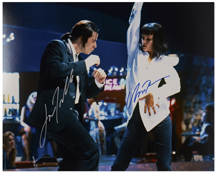 Uma Thurman and John Travolta Signed 20'' x 16'' Photo of the Famous Dance Scene in ''Pulp Fiction''