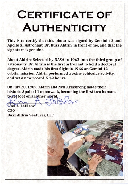 Buzz Aldrin Signed 10'' x 8'' ''Selfie'' Photo