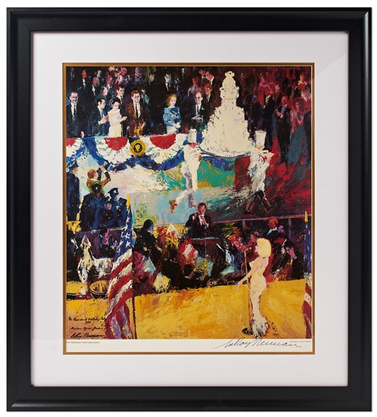 LeRoy Neiman Signed Print of ''The President's Birthday Party'' -- Depicting Marilyn Monroe's Famous Serenade of ''Happy Birthday to You'' for JFK