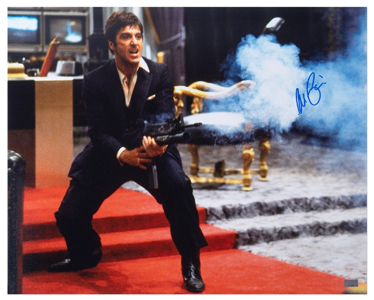 Al Pacino Signed 20'' x 16'' Scarface Photo -- From the Climactic Sequence