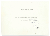 Peter Cushing Note Signed -- Cushing Starred as Villain Grand Moff Tarkin in Star Wars -- With PSA/DNA COA