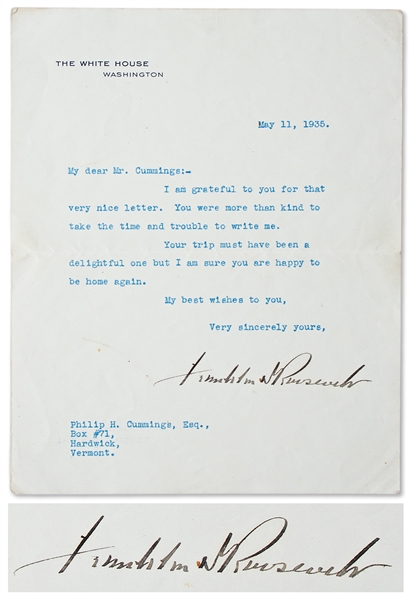 Franklin D. Roosevelt Letter Signed as President -- With PSA/DNA COA