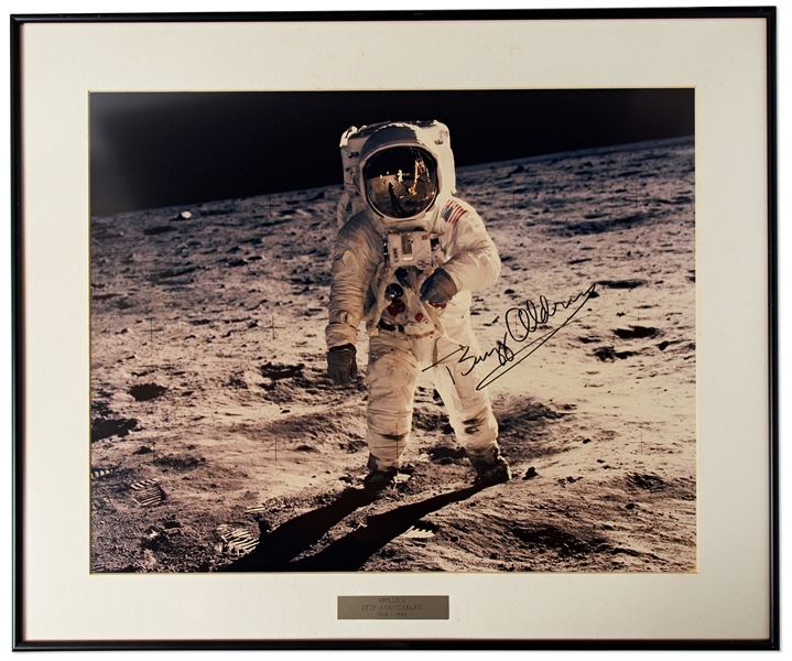 Buzz Aldrin Signed Apollo 11 Visor Photo Measuring 20'' x 16'' -- With JSA COA