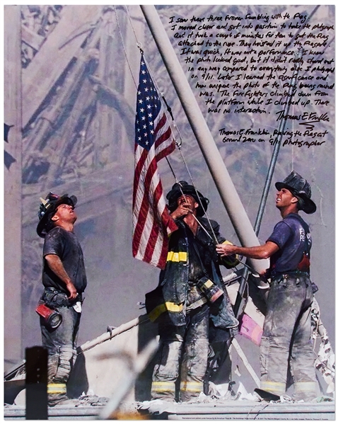 9/11 Photographer Thomas Franklin Signed 16'' x 20'' Photo of ''Raising the Flag at Ground Zero''