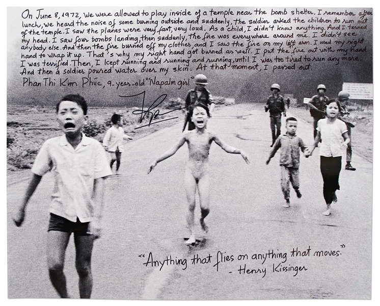 Kim Phuc Phan Thi Signed 20'' x 16'' Photo -- ''Napalm Girl'', the Face of the Vietnam War, Here Gives Witness to Her Napalm Attack in Vietnam